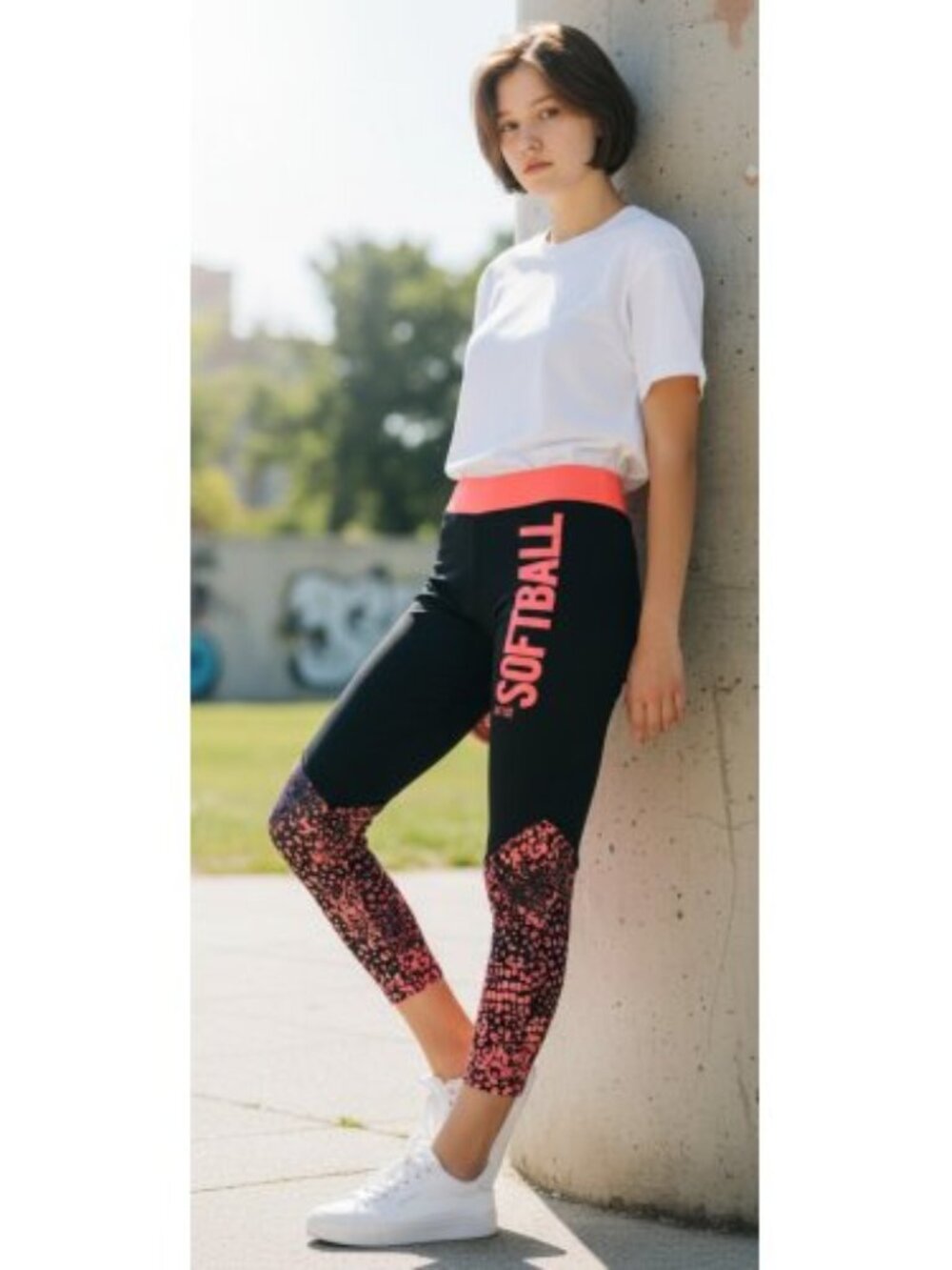 JUSTICE ACTIVE Black Orange-Red Full Length Dri Fit Leggings Girls 12 Softball